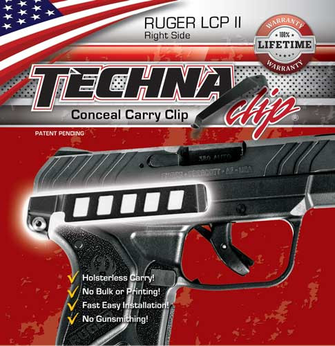 Techna Clip Ruger LCP II Right Hand Belt Clip, Black - LCPIIBR