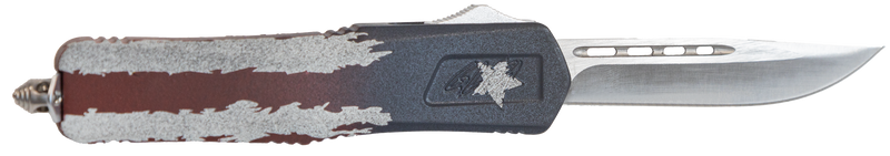Great Lakes Firearms GLFA Medium 3.50" OTF Plain Steel Blade, American Flag Cerakote Aluminum Handle - GLKMDSMTFAMF