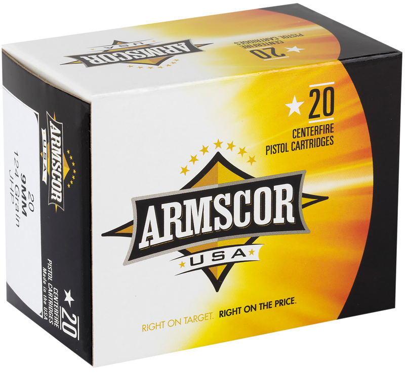 Armscor USA 9mm Luger 124gr Jacketed Hollow Point Handgun Ammo, 20/Box - AC97N