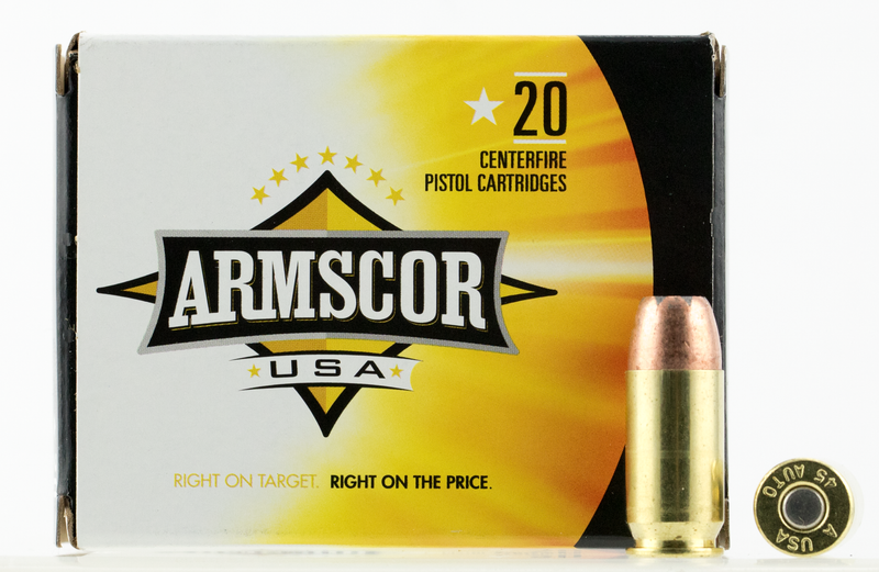 Armscor USA 45 ACP 230gr Jacketed Hollow Point Handgun Ammo, 20/Box - AC45A10N