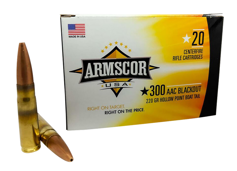 Armscor USA 300 Blackout 220gr Hollow Point Boat Tail Rifle Ammo, 20rd Box - FAC300AAC3N