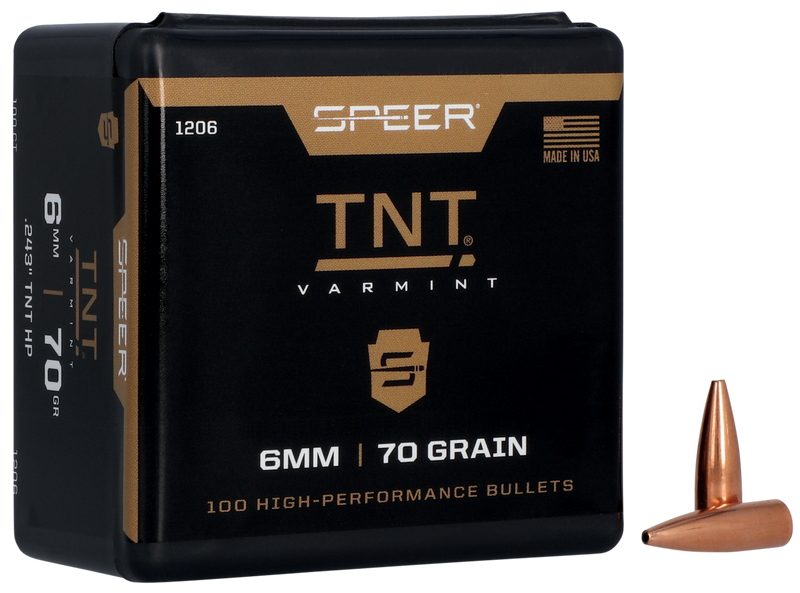 Speer TNT 6mm 70gr Jacketed Hollow Point Rifle Bullets - 1206