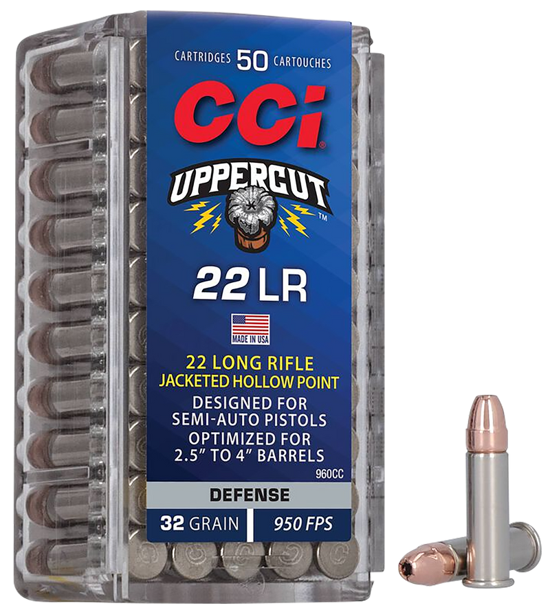 CCI Uppercut Brass .22 LR 32 Grain Jacketed Hollow Point 50 Round Box - 960CC