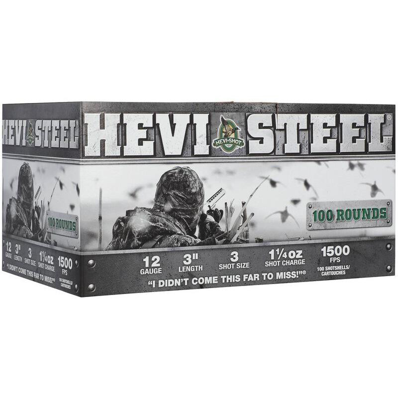 HEVI-Shot HEVI-Steel Plastic 12 Gauge 1-1/4oz #3 Steel Shot 100 Round Box - HS60103