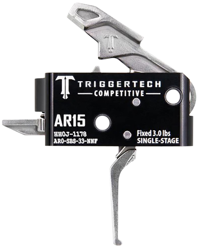 TriggerTech Competitive Single-Stage Flat Trigger 3 lb Stainless, Black Anodized - AR0SBS33NNF