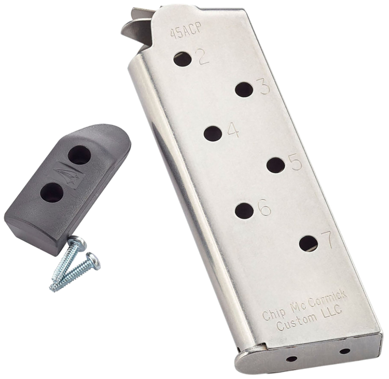 Chip McCormick Custom Match Grade 45 ACP 7rd Handgun Magazine, Stainless - 14121