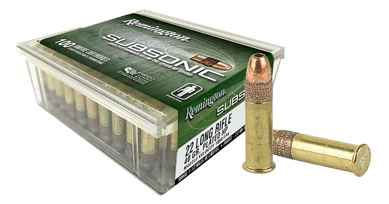 Remington Subsonic Brass .22 LR 40gr Plated Hollow Point 100 Round Box - 21137