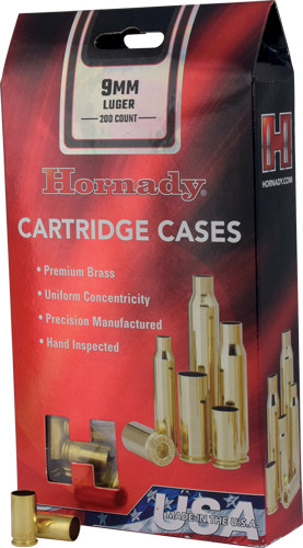 Hornady Unprimed Brass 9mm Luger Handgun Cases 200/Box - 8720