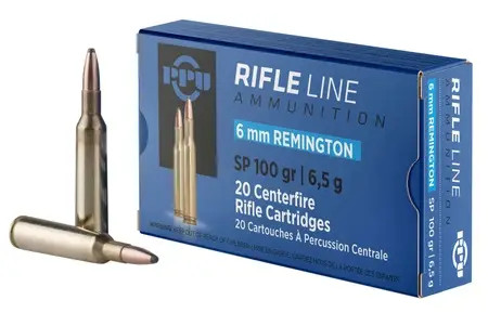 PPU Standard 6mm Rem 100gr SPBT Rifle Ammo, 20rd Box - PP6R