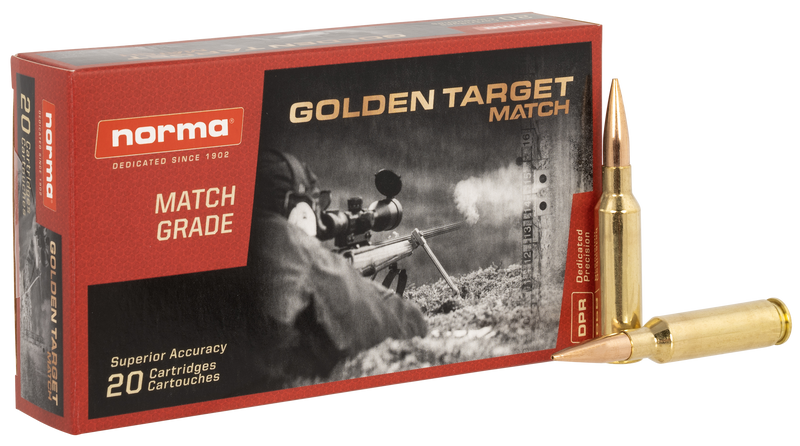 Norma Dedicated Precision Golden Target Match 6.5 Creedmoor 143gr BTHP Rifle Ammo, 20/Box - 10166522