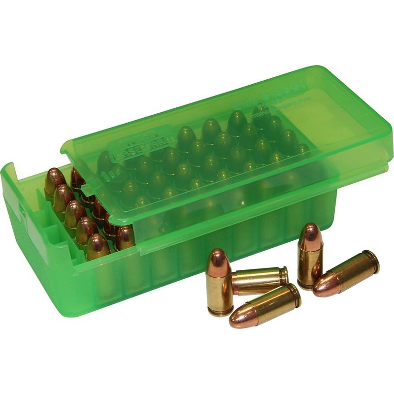 MTM Side Slide Handgun Ammo Box 45 ACP 50 Round Clear Green - P50SS-45-16