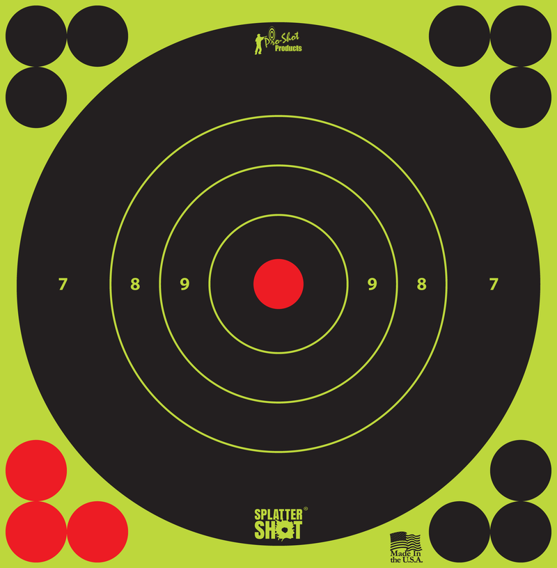 Pro-Shot SplatterShot 6" Bullseye Self-Adhesive Paper Targets, Black/Green - 6BGREEN12PK