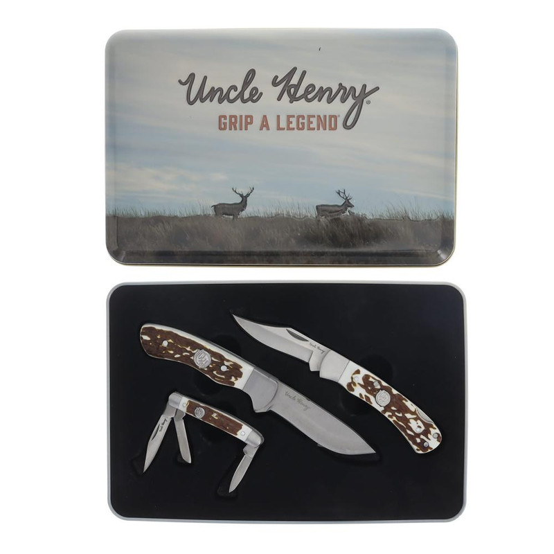 Uncle Henry Staglon Handle 3-Piece Combo Knife Set Silver - 1227079
