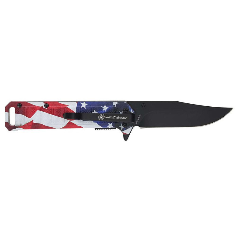 Smith & Wesson Americas Heroes Folder Pocket Knife, Black - 1227078