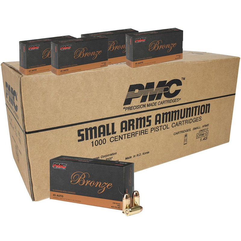 PMC Bronze .45 ACP 230 gr FMJ Handgun Ammunition 1000/ct - 45A