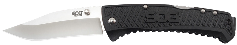 SOG Traction 3.50" Folding Clip Point Knife, Black - SOG-TD1011-C