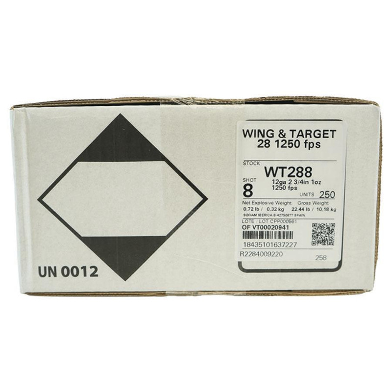 Rio Wing & Target Plastic 12 Gauge 1oz #8 Shot 250 Round Case - WT288C