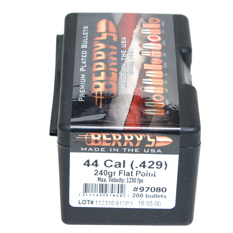 Berry's Preferred Plated Pistol 44 Caliber 240gr Flat Point Bullets 200/Box - 97080