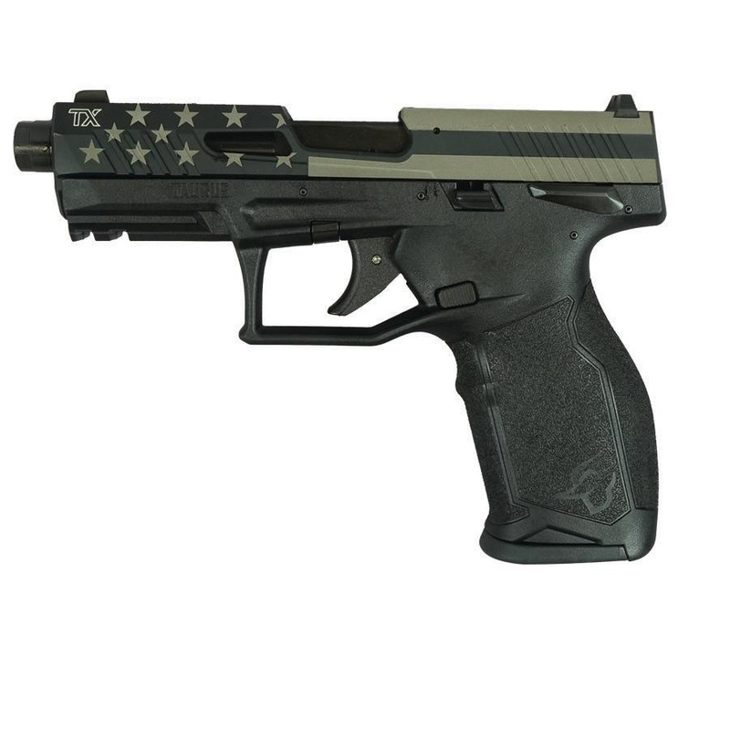 Taurus TX22 .22 LR 4.6" 16rd Handgun, Flag Slide/Black Frame - 1-2TX22141-EN1