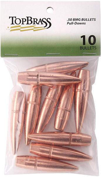 Top Brass Pull-Down Bullets .50 BMG 647gr FMJ 10/ct - JB11010-PD-10
