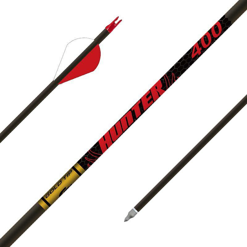 Gold Tip Hunter Hunting Arrows 400 Spine 2" Rapt-X Vanes Black - HUN400A26