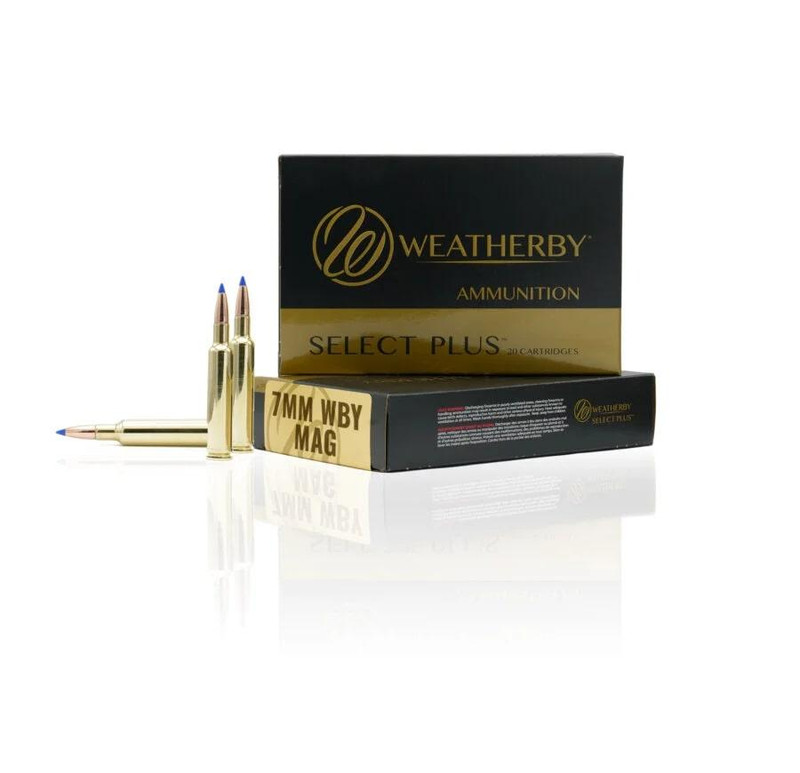 Weatherby Select Plus 7mm Wby Mag 150gr Scirocco Rifle Ammunition, Brass - F7MM150SCO