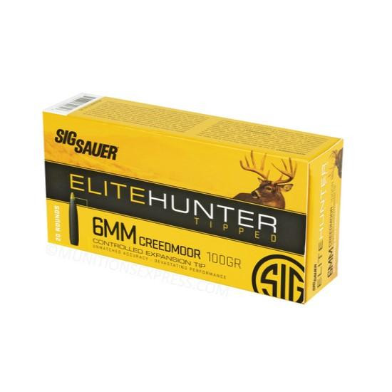 Sig Sauer Elite Hunting 6mm Creedmoor 100 gr Polymer Tip Rifle Ammo, 20rd Box - E6MMCTH2-20