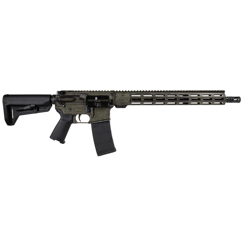 Shark Coast Tactical Celtic Deluxe AR-15 5.56mm NATO 16" 30rd Rifle, Distressed Green Cerakote - 300-085-1000-14