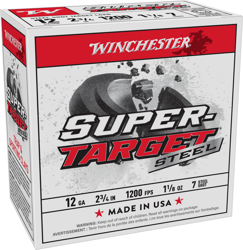 Winchester Super-Target Steel 12 Gauge 2.75" 1 1/8oz #7 Shot 25 Round Box - TRGT12S7