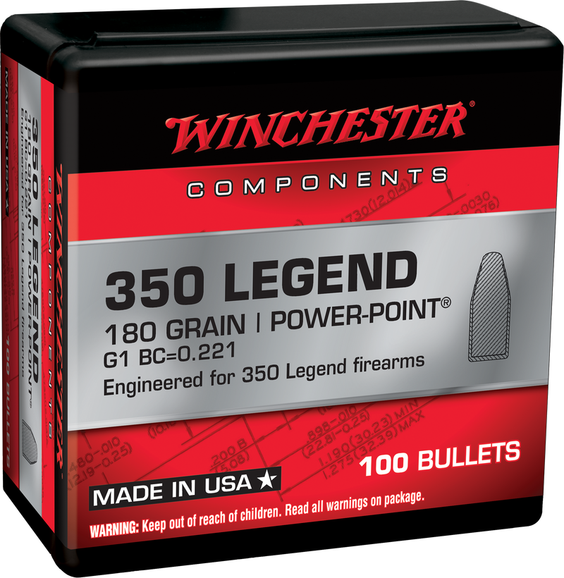 Winchester Centerfire Rifle 350 Legend 180gr Power Point Reloading Bullets - WB350P180X