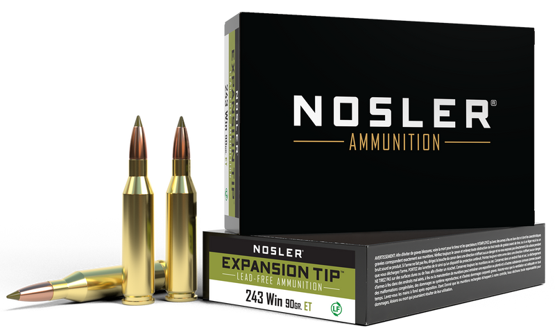 Nosler E-Tip Lead Free .243 Win 90gr Rifle Ammunition, 20/Box - 40030