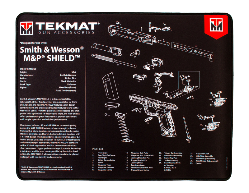 TekMat Ultra S&W M&P Shield Gun Cleaning Mat 15"x20" Black - TEK-R20-SW-MP-SHIELD