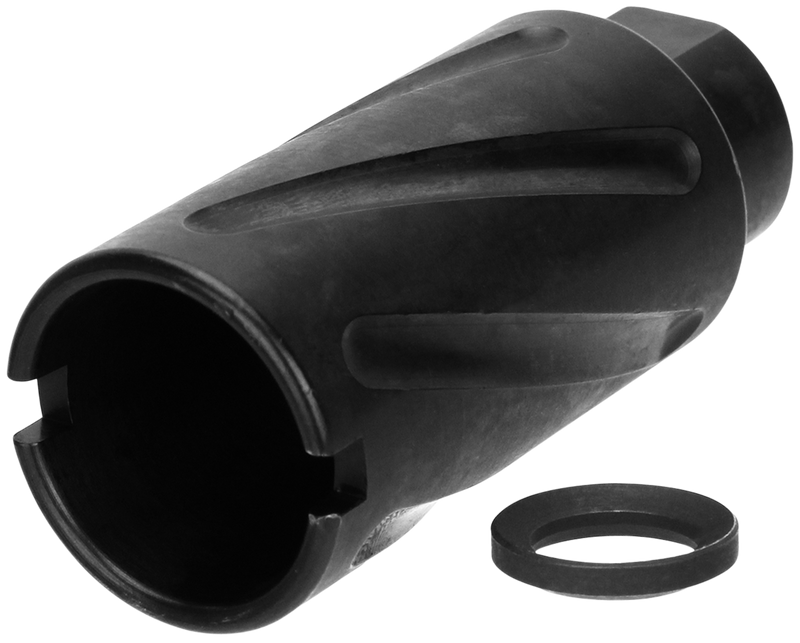 TacFire Spiral Fluted Muzzle Brake, 1/2"-28 Thread, Black Oxide Steel - MZ1007N
