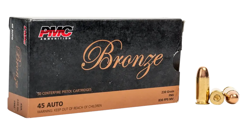 PMC Bronze 45 ACP 230gr Full Metal Jacket Handgun Ammo, 50rd Box - 45A