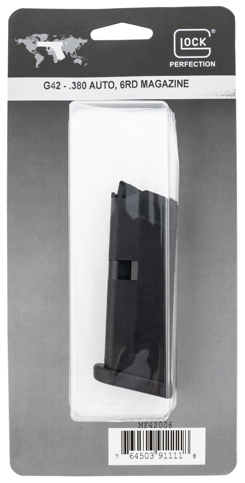 Glock 42 .380 ACP 6rd Magazine, Black Polymer - MF42006