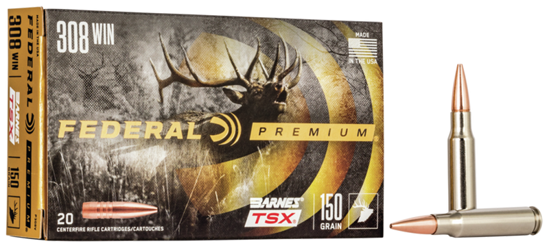 Federal Premium .308 Win 150gr Barnes TSX Rifle Ammo, 20/Box - P308V