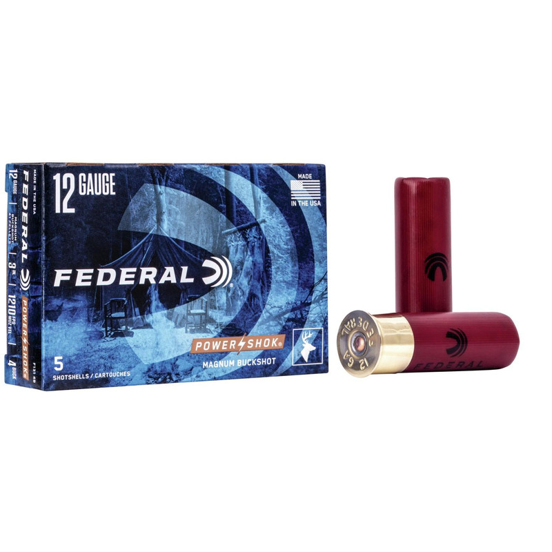 Federal Power-Shok Magnum Plastic 12 Gauge #4 Buck 5 Round Box - F1314B