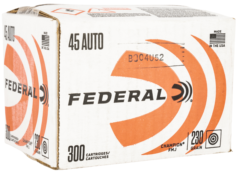 Federal Champion Training 45 ACP 230gr Full Metal Jacket Handgun Ammo, 300 Round Case - C45230A300