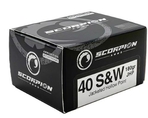 Scorpion Ammo 40 S&W 180gr JHP Handgun Ammunition 20rd - 40180JHP-S20