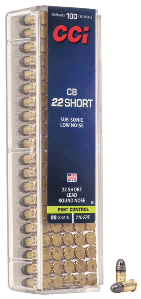 CCI Specialty CB Brass .22 Short 29gr Lead Round Nose 100 Round Box - 0026