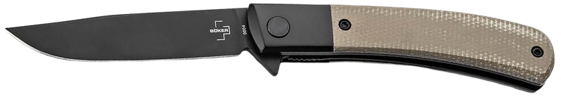 Boker Modern Gentleman 2.95" Plain Black Nitro-V Blade Green Micarta Handle Folding Knife - 01BO931