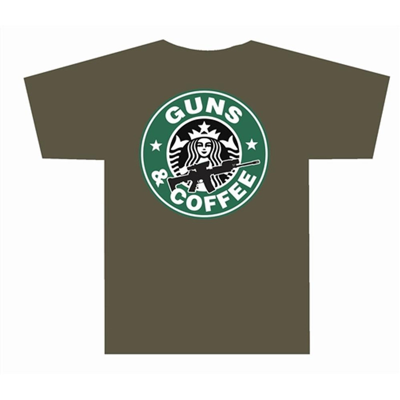 Tuff Products Guns and Coffee Short Sleeve Shirt Olive Drab Green - 3001-OD-SM