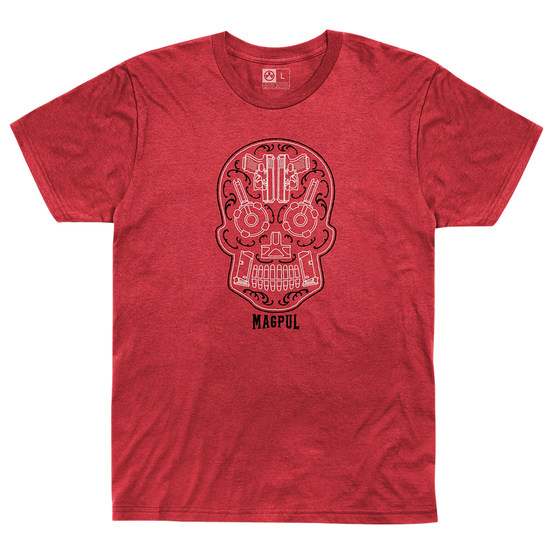 Magpul Sugar Skull Red Heather Short Sleeve Shirt - MAG1217612S