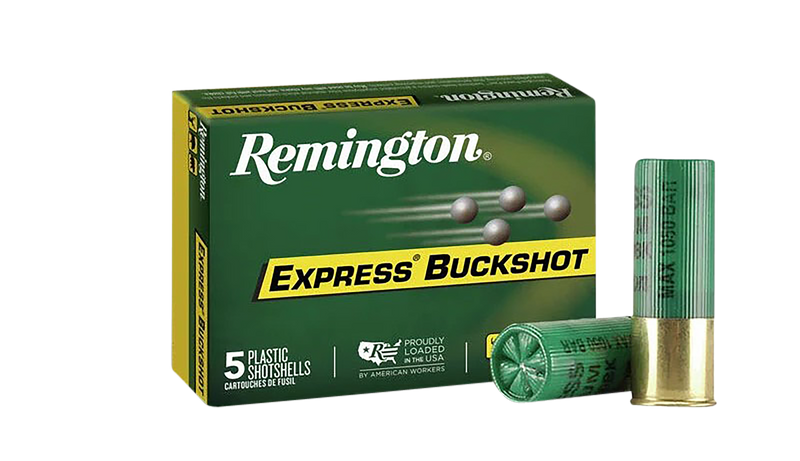 Remington Express Buckshot Plastic 12 Gauge #4 Buck 27 Pellets 5 Round Box - 20626