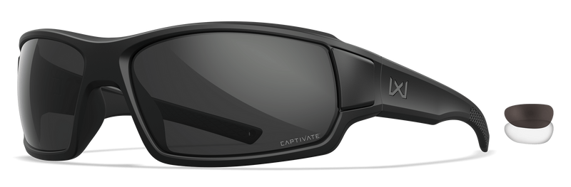 Wiley X Breach 2.5 XL Captivate Eyewear, Gray/Clear/Matte Black - CHBRC01XL