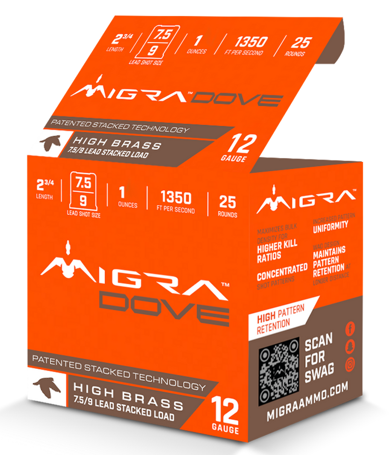 Migra Field Lite Plastic 12 Gauge 2 3/4" 1oz #7.5 & #9 Shot 25 Round Box - M12LF7.59