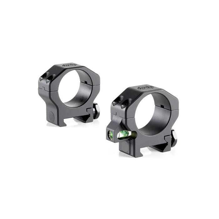 RPM Precision 30mm Low (.885") Scope Rings with Co-linear Bubble Level, Black - CLR-30885