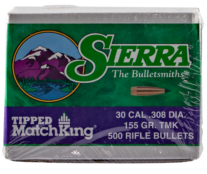 Sierra Tipped MatchKing .30 Cal 155gr Reloading Bullets 500/Box - 7755C