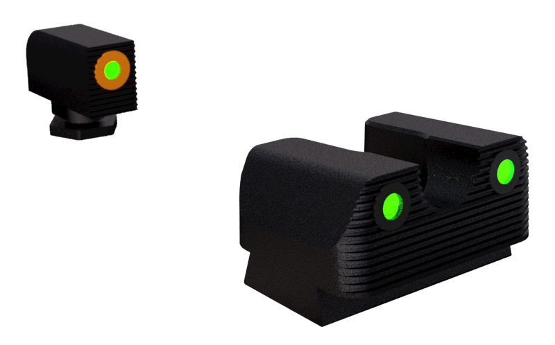 Rival Arms Tritium Night Sights for Glock 17/19, Green with Orange Outline - RA1A231G