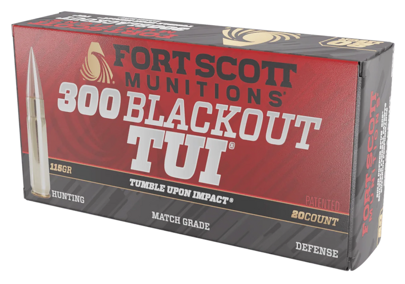 Fort Scott Munitions 300 Blackout 115gr Tumble Upon Impact Solid Copper Spun Rifle Ammo, 20rd Box - 300115SCV